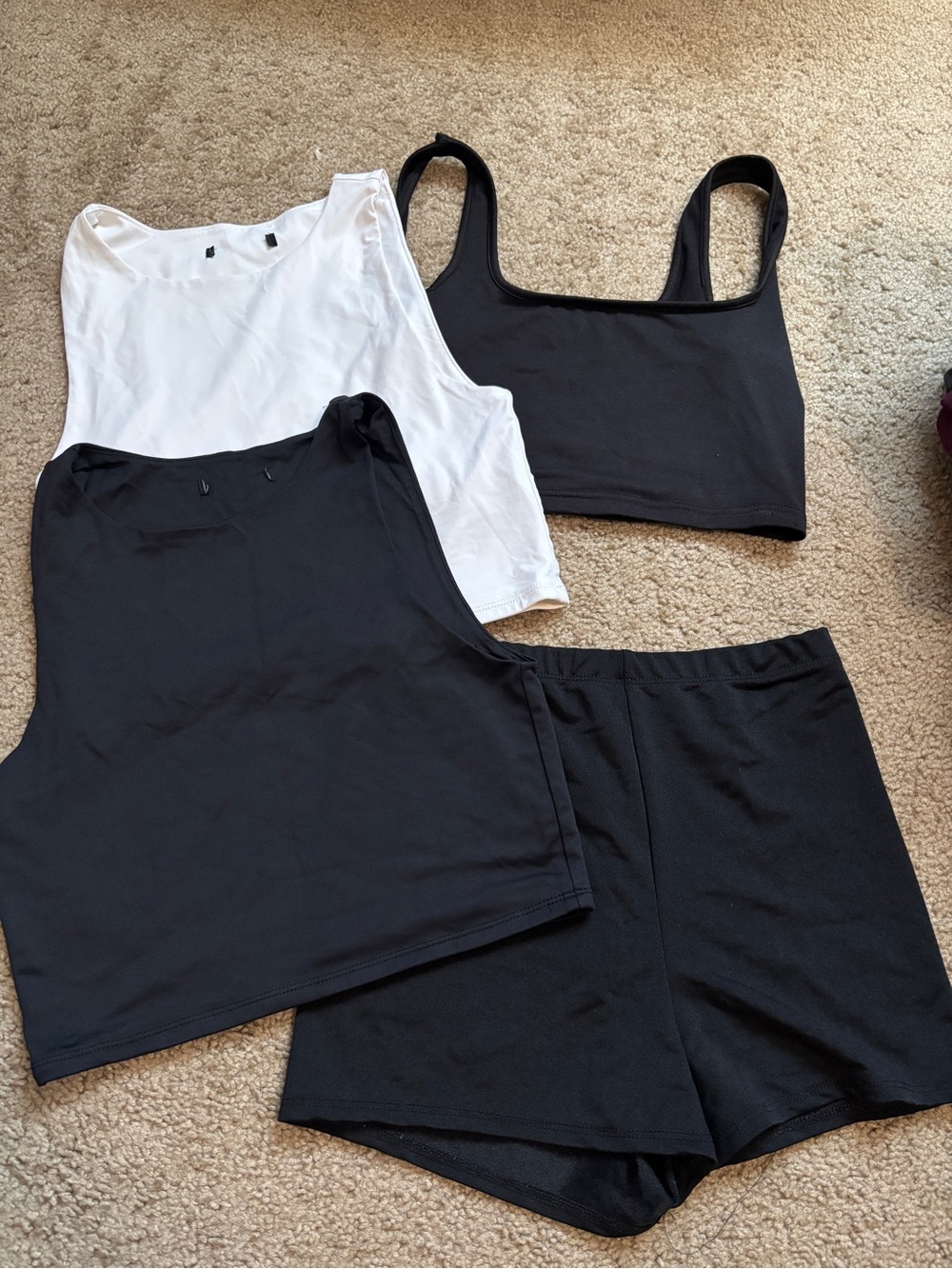 Women’s Black & White Everyday Tank, Bralette & Shorts Set